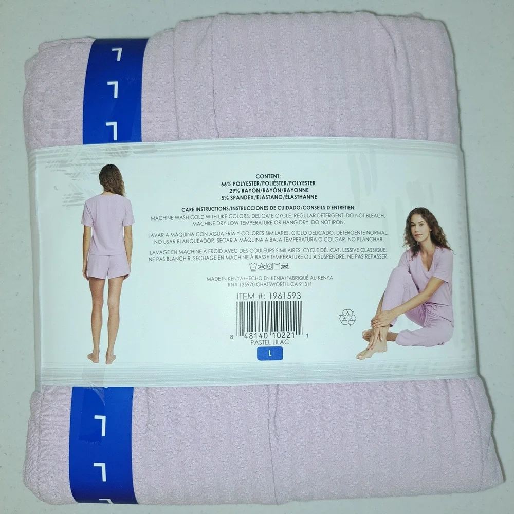 Honeydew Womens Lounge Set L Lilac NWT 3pc Tee Short Jogger 1736-266